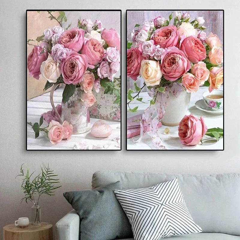 Stampa su tela da intelaiare — Peonie Rosa
