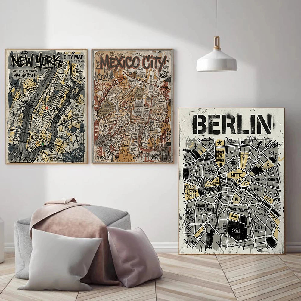 Stampa su tela da intelaiare — Mappe Urbane