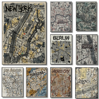 Stampa su tela da intelaiare — Mappe Urbane
