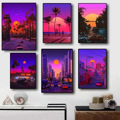 Stampa su tela da intelaiare — Miami Synthwave