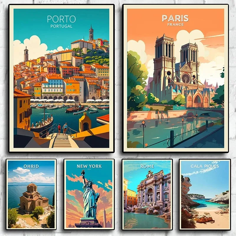 Stampa su tela da intelaiare — Porto e Parigi
