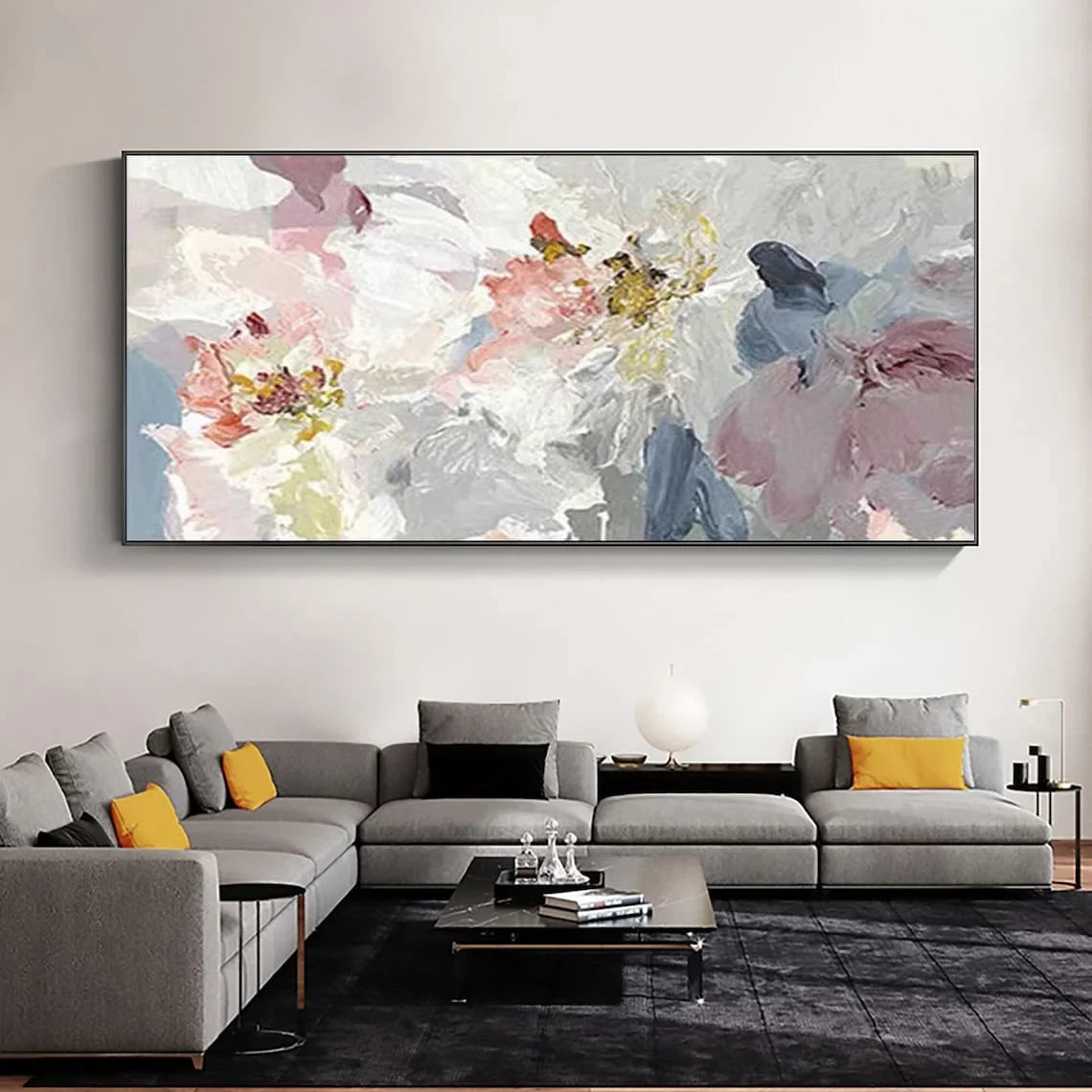 Dipinto a mano da intelaiare — Paesaggio Floreale