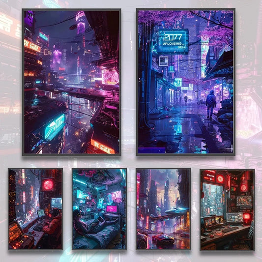 Stampa su tela da intelaiare — Città Cyberpunk