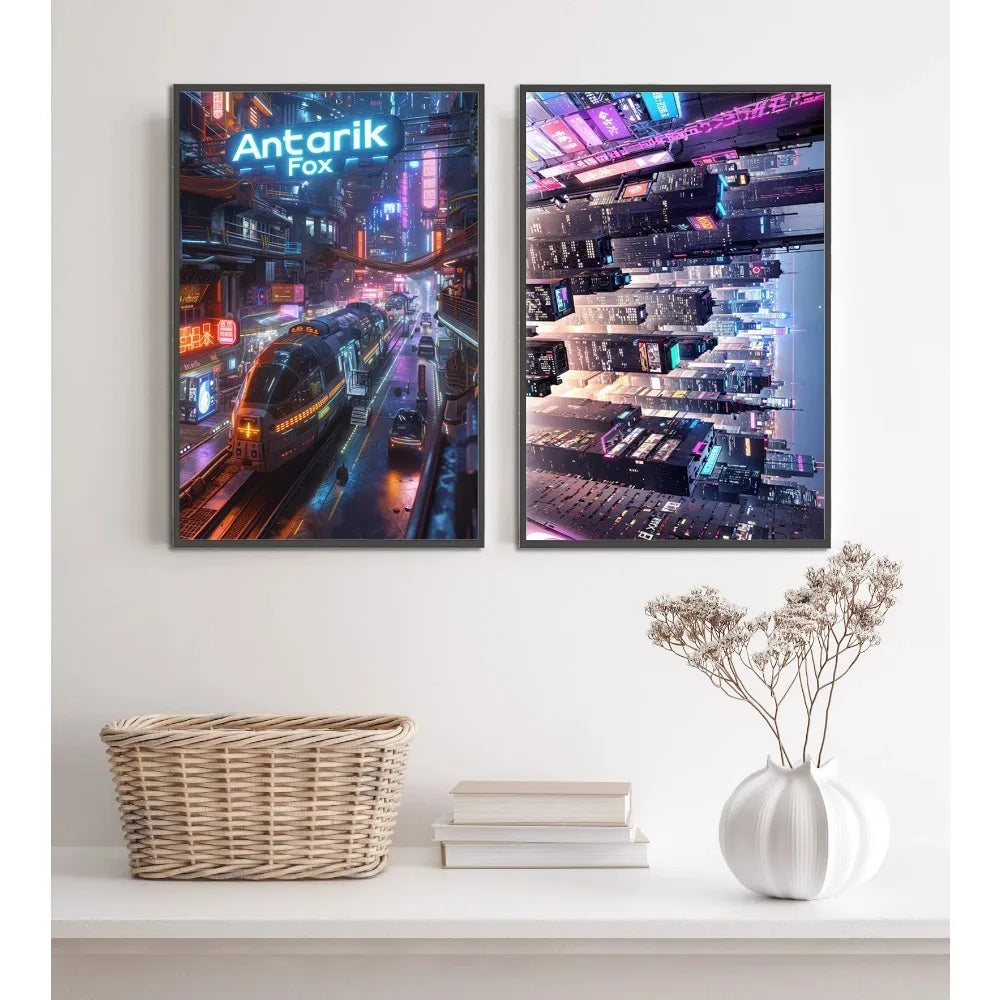 Stampa su tela da intelaiare — Città Cyberpunk