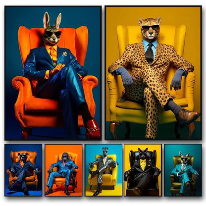 Stampa su tela da intelaiare — Animali in Smoking