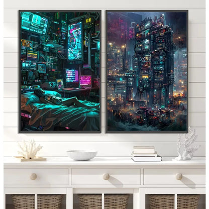 Stampa su tela da intelaiare — Città Cyberpunk
