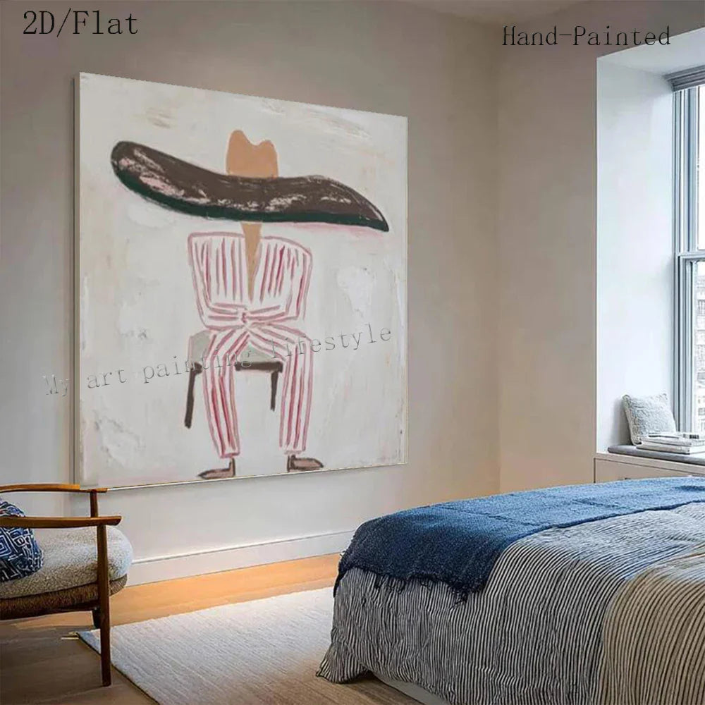 Dipinto a mano da intelaiare — Cowboy in Poltrona