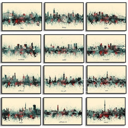 Stampa su tela da intelaiare — Skyline del Mondo