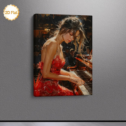 Stampa su tela intelaiata — Pianista in Rosso