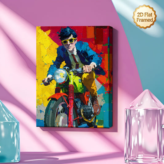 Stampa su tela — Motociclista Pop Art