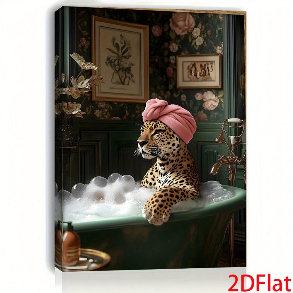 Stampa su tela intelaiata — Leopardo in Vasca