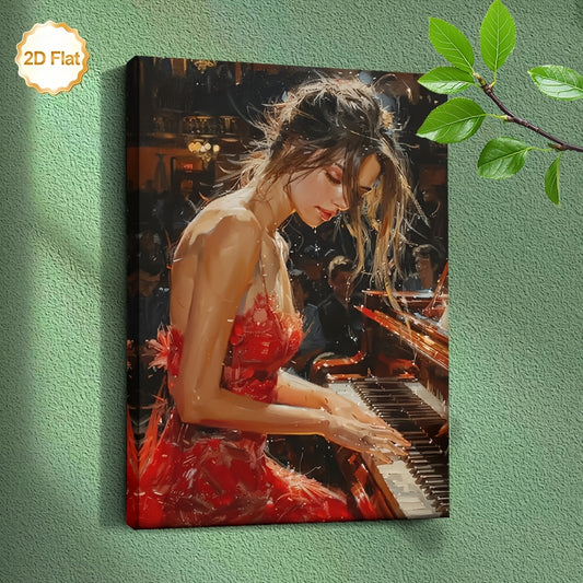 Stampa su tela intelaiata — Pianista in Rosso